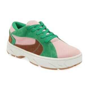 Jeffrey Campbell Pink & Green Suede Limit Platform Sneakers Size 7